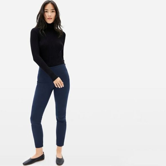 Everlane Pants - Everlane Side Zip Stretch Cotton Navy Cropped Pants